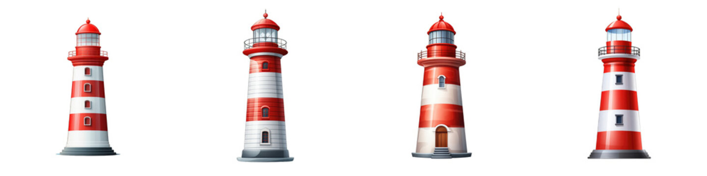 Lighthouse clipart collection, vector, icons isolated on transparent background