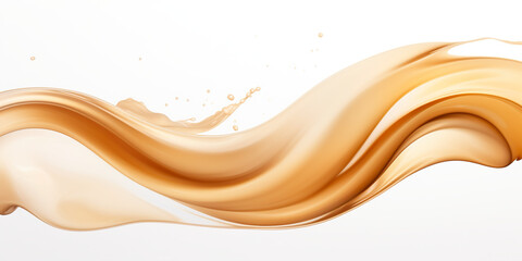 A splash of liquid on a white background. Generative AI. Cream and caramel wave, abstract liquid element for your design.