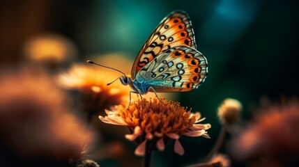 Vivid Splendor: Captivating Macro Views of Colorful Butterflies and Wildlife in Nature's Scenic Summertime Gardens, generative AIAI Generated