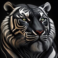 Tigre Negro-Rostro-IA- Alta Definición 