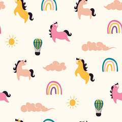 Cute cartoon unicorn seamless pattern
