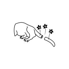 vector illustration of a cat's tail with flowers