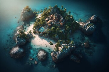 Fototapeta na wymiar aerial view of paradise, Generative AI