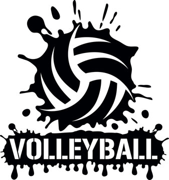 Volleyball theme design with dripping paint for sport lovers stuff and perfect gift for volleyball players and fans.	
