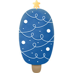 Blue Christmas tree decorations in winter 