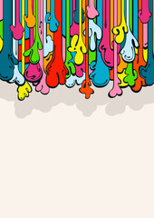 Psychedelic Abstract Elastic Drops Colorful Background. 1960s Retro Colors Fluid Dynamic Illustration