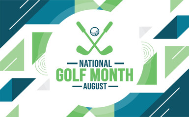 August is National Golf Month background template. Holiday concept. background, banner, placard, card, and poster design template with text inscription and standard color. vector illustration.