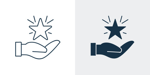 Hand with star Loyalty program icon, Reward icon, Bonus points, Discount star, Vector stock illustration