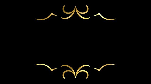 Animated  golden vintage frame design. Antique label. For wedding or retro movie.