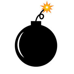 Bomb, wick and explosion icon. Explosive device operation concept. Vector illustration. Flat style.