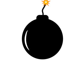 Bomb, wick and explosion icon. Explosive device operation concept. Vector illustration. Flat style.