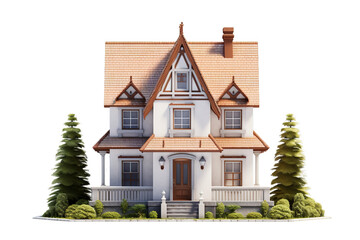 Traditional European style house over isolated transparent background
