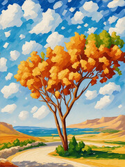 Cyprus lanscape. AI generated illustration