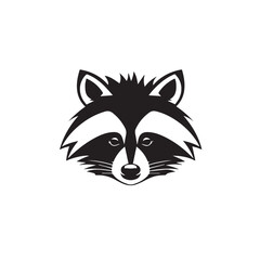 Naklejka premium Cute cartoon, doodle raccoon. Emotion little raccoon. Animal character design. Flat vector illustration isolated in logo, icon style. Black and white 