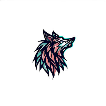 Graphic Design of a wolf icon. Wolf Head Logo.