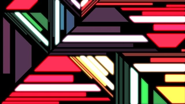 new trendy retro vintage color palette in black backgorrund. Neon glowing shapes in old classic animation with modern digital look. Meybe old fashioned cyberpunk litle style