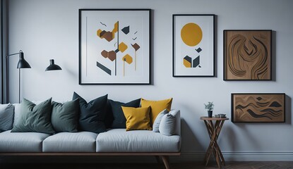 Relaxing Living Room Decor with Cozy Furniture and Art