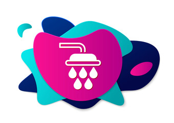 Color Shower head with water drops flowing icon isolated on white background. Abstract banner with liquid shapes. Vector
