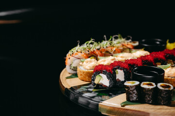 Unagi sushi Set on the black background