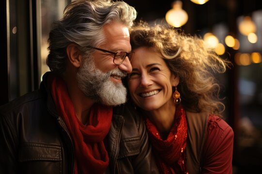 Happy smiling mature senior couple posing together 