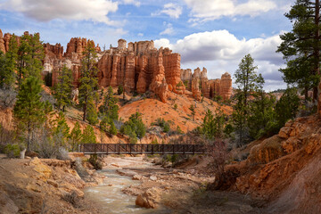 Scenery along Mossy Cave Trail in Bryce Canyon National Park