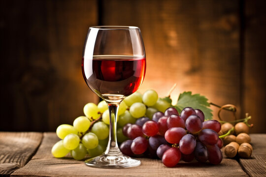 background alcohol wine winery glass beverage bottle grape drink food autumn. Generative AI.