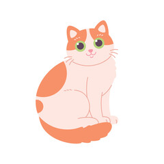 Cute cat. Domestic pets, feline activities. Vector illustration in flat style