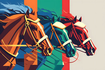 Horse racing. A bright flat illustration.