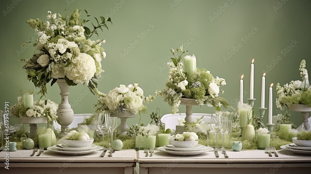 Wall mural table setting