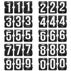 Set of numbers on a mechanical scoreboard. Vector template for your design.