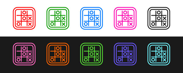 Fototapeta premium Set line Tic tac toe game icon isolated on black and white background. Vector