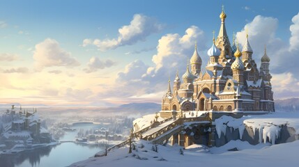 Russian Orthodox Church, Jesus Christ, Religion, Background illustration design, Generative AI