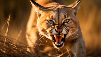 Fototapeta premium A Growling Caracal
