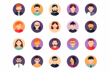 Vector avatar icons for social media and networking: User profile icons designed for website and app development, perfect for creating a unique online identity.