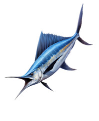 a Blue Marlin, Makaira nigricans swimming in various positions in Fishing and Aquatic-themed, photorealistic illustrations in a PNG, cutout, and isolated. Generative AI