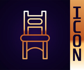 Gold line Chair icon isolated on black background. Vector