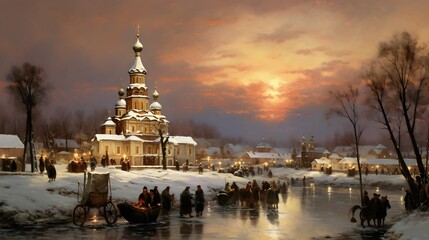 Russian Orthodox Church, Jesus Christ, Religion, Background illustration design, Generative AI