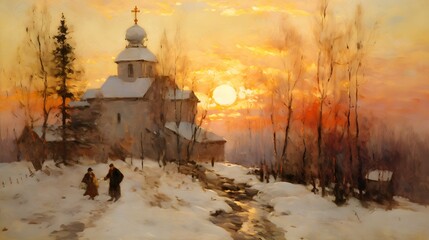 Russian Orthodox Church, Jesus Christ, Religion, Background illustration design, Generative AI
