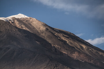 Mount Ararat with glacier and snow peak in nice sunny weather with blue sky and clouds