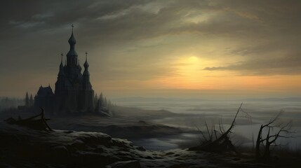 Russian Orthodox Church, Jesus Christ, Religion, Background illustration design, Generative AI