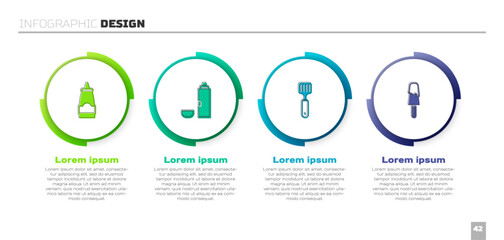 Set Sauce bottle, Thermos container, Spatula and Ice cream. Business infographic template. Vector