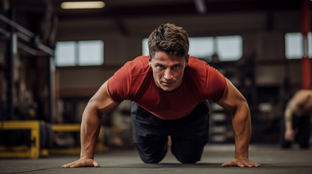 A firefighter showcasing their strength and agility during a physical training session Generative AI