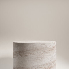 Abstract stone podium for display product. Stone cylinder