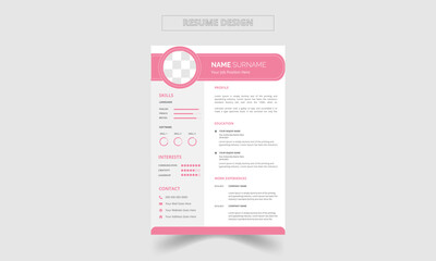 modern vector minimalist cv or resume template design