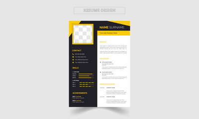 modern vector minimalist cv or resume template design