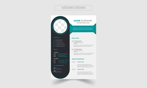 modern vector minimalist cv or resume template design