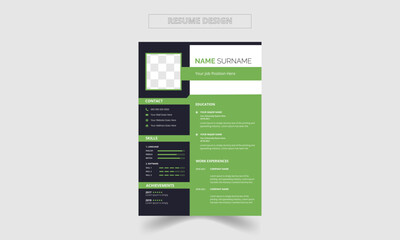 modern vector minimalist cv or resume template design