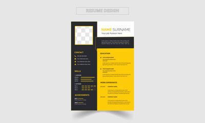 modern vector minimalist cv or resume template design