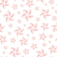 Obraz premium seamless repeat pattern with beautiful pink floral motifs on a white background perfect for fabric, scrap booking, wallpaper, gift wrap projects