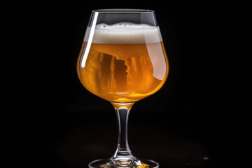 Glass with craft beer. Tap beer in pint glass on black background. Generative AI